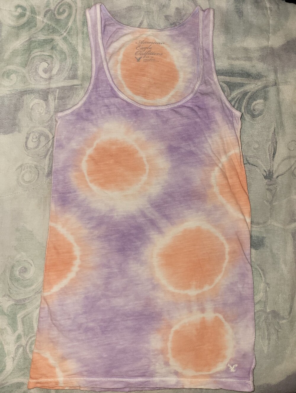American Eagle Outfitters Lavender and Peach Tie-Dye Tank Top, Size XS